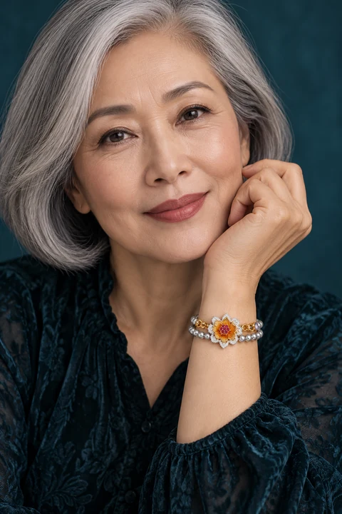The Coralie Arabesque Bracelet worn on a model — AI-generated styling preview