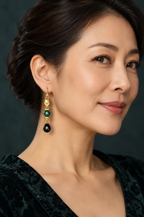 The Margot Jardin Earrings worn on a model — AI-generated styling preview