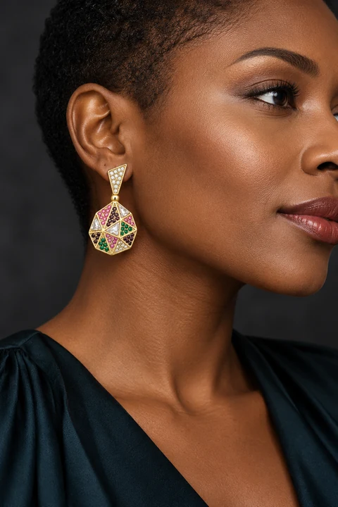 The Ariane Poème Earrings worn on a model — AI-generated styling preview