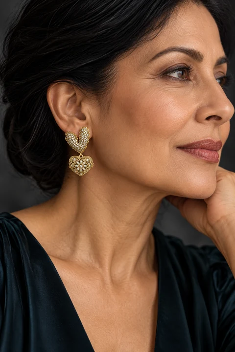 The Ophélie Éclat Earrings worn on a model — AI-generated styling preview