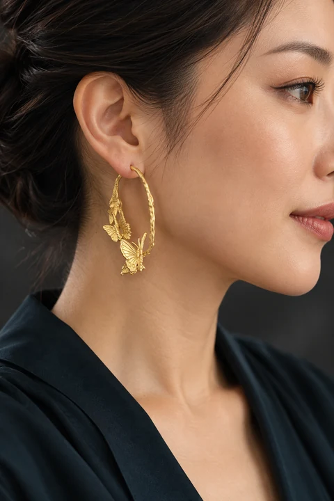 The Aveline Reverie Earrings worn on a model — AI-generated styling preview