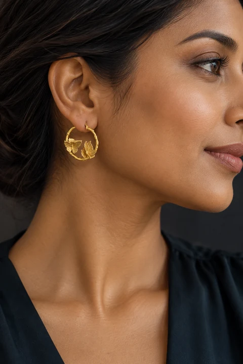 The Aveline Reverie Earrings worn on a model — AI-generated styling preview