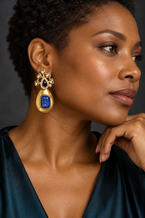 The Marielle Poème Earrings worn on a model — AI-generated styling preview