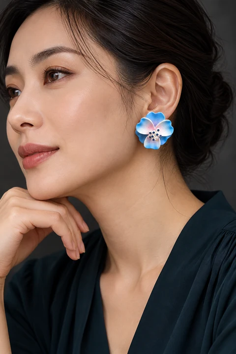 The Maëlle Fable Earrings worn on a model — AI-generated styling preview