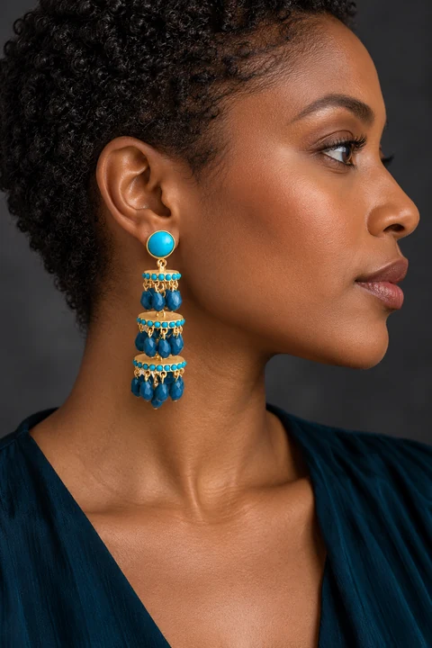 The Marion Muse Earrings worn on a model — AI-generated styling preview