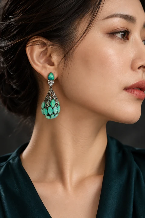 The Laure Muse Earrings worn on a model — AI-generated styling preview