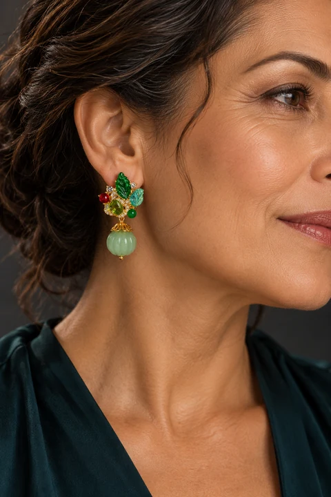 The Dorothée Sonnet Earrings worn on a model — AI-generated styling preview