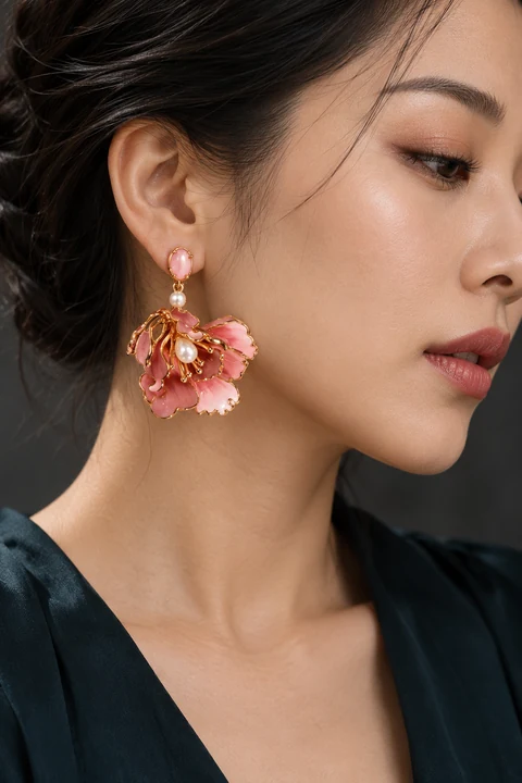 The Isadora Jardin Earrings worn on a model — AI-generated styling preview