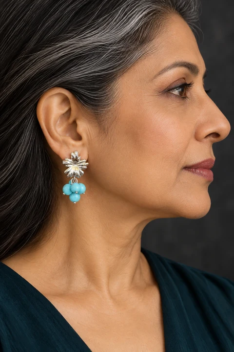 The Adeline Serenade Earrings worn on a model — AI-generated styling preview