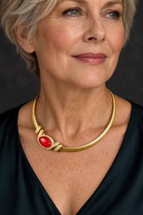 The Claire Sonnet Necklace worn on a model — AI-generated styling preview