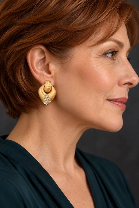 The Inès Sonata Earrings worn on a model — AI-generated styling preview