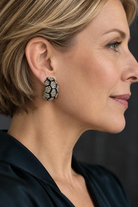 The Sidonie Fable Earrings worn on a model — AI-generated styling preview