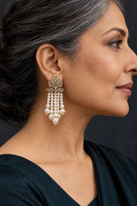The Agathe Fable Earrings worn on a model — AI-generated styling preview