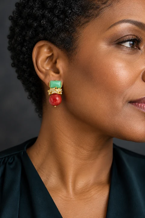 The Cosette Sonata Earrings worn on a model — AI-generated styling preview