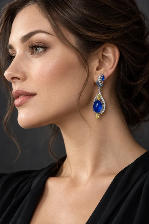 The Irène Reverie Earrings worn on a model — AI-generated styling preview