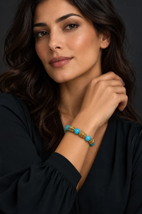 The Lucienne Éclat Gold-Tone Bracelet worn on a model — AI-generated styling preview