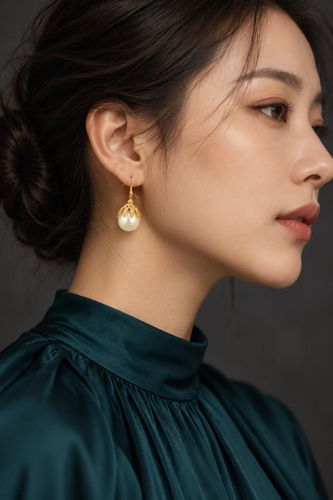 The Valentine Rhapsody Earrings worn on a model — AI-generated styling preview