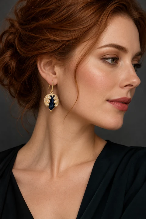 The Oriane Muse Earrings worn on a model — AI-generated styling preview