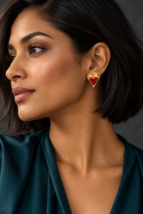The Mirabelle Reverie Earrings worn on a model — AI-generated styling preview