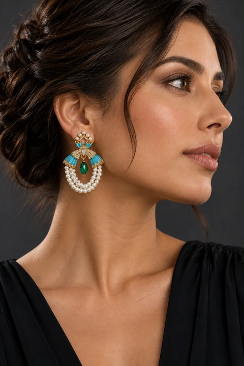 The Marion Éclat Earrings worn on a model — AI-generated styling preview