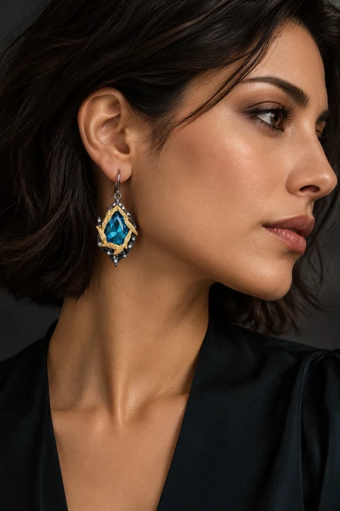 The Adeline Waltz Earrings worn on a model — AI-generated styling preview