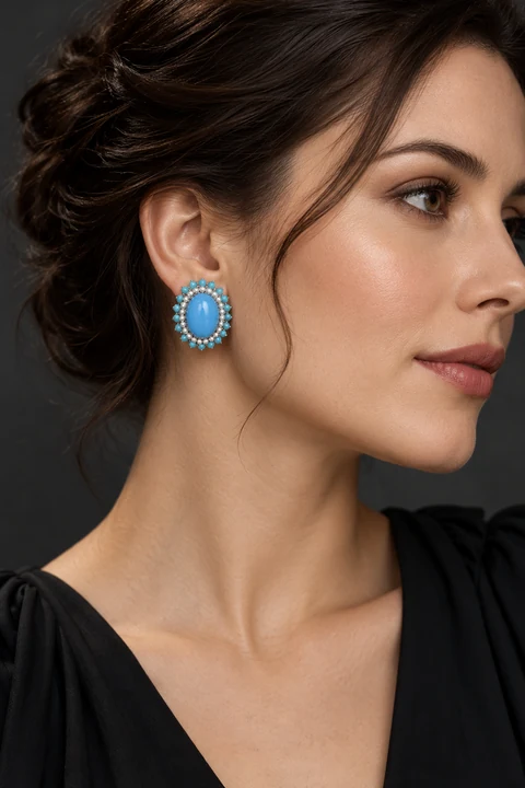 The Élodie Rhapsody Earrings worn on a model — AI-generated styling preview