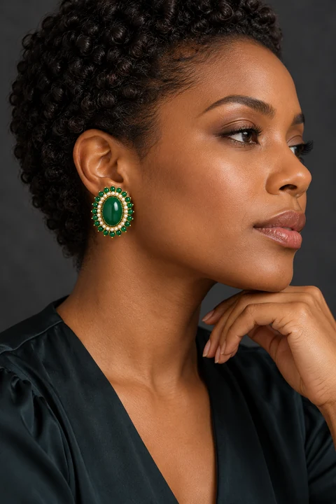 The Élodie Promenade Earrings worn on a model — AI-generated styling preview