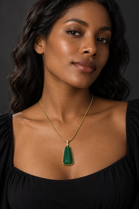 The Roxane Fleur Necklace worn on a model — AI-generated styling preview