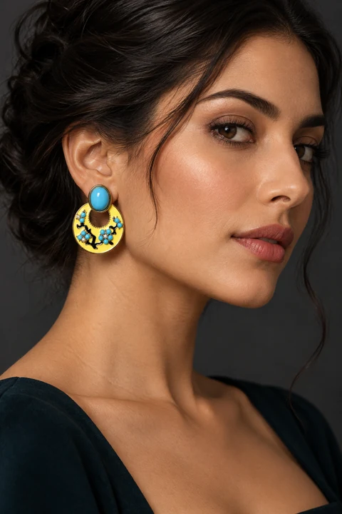 The Oriane Promenade Earrings worn on a model — AI-generated styling preview