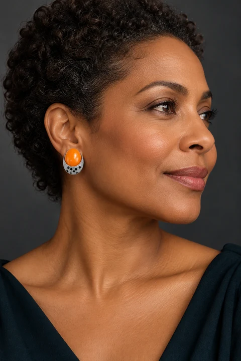 The Ariane Nocturne Earrings worn on a model — AI-generated styling preview