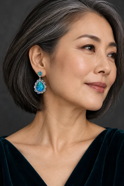 The Béatrice Éclat Earrings worn on a model — AI-generated styling preview