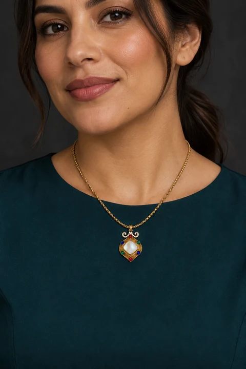 The Romy Nocturne Necklace worn on a model — AI-generated styling preview
