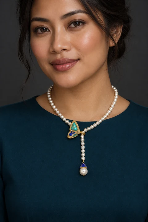 The Marceline Rhapsody Necklace worn on a model — AI-generated styling preview