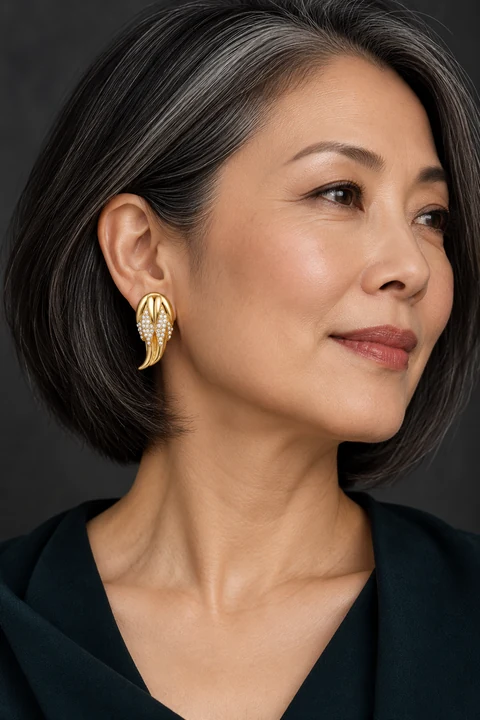 The Philomène Promenade Earrings worn on a model — AI-generated styling preview