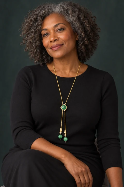 The Lise Serenade Green Necklace worn on a model — AI-generated styling preview