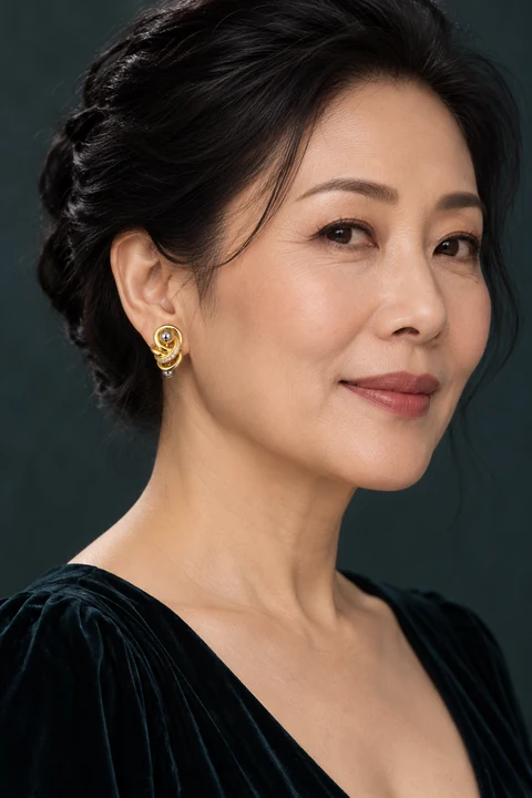 The Jeanne Arabesque Earrings worn on a model — AI-generated styling preview