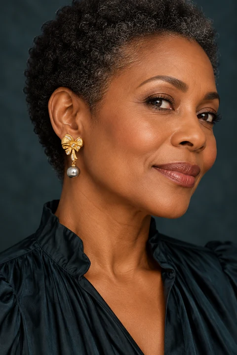 The Marceline Sonnet Earrings worn on a model — AI-generated styling preview